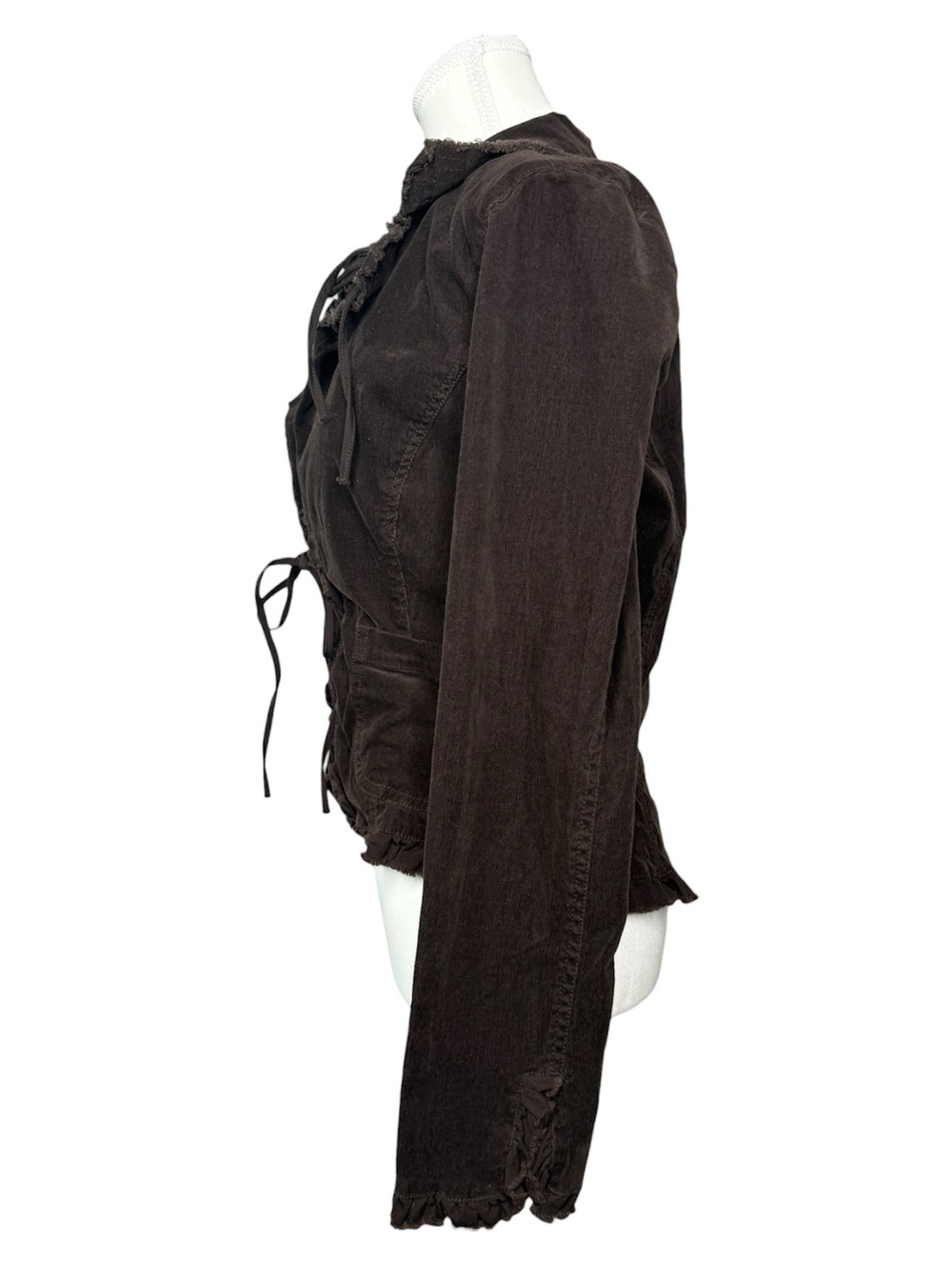 PARIS BLUES Brown Corduroy Tie Front Jacket Boho Western Y2K Large - Picture 4 of 8